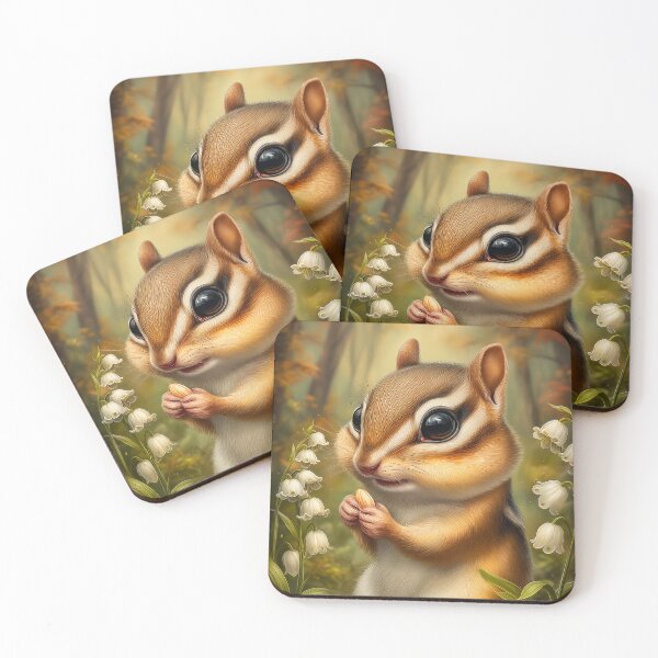 Item preview, Cute Chipmunk with Nut and Flowers designed and sold by PetsArt.