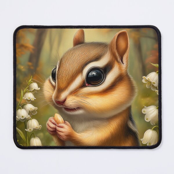 Item preview, Cute Chipmunk with Nut and Flowers designed and sold by PetsArt.