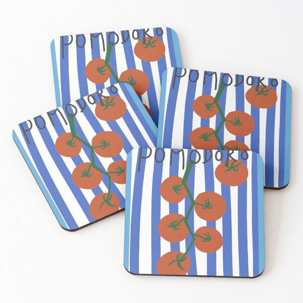Item preview, `red Tomato Pomodoro, blue stripes designed and sold by ElmLenonn.