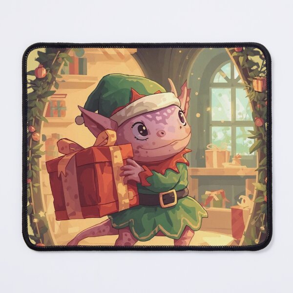 Item preview, Elf Axolotl Helping Santa – Whimsical Christmas Axolotl Holiday Illustration designed and sold by zoocore.