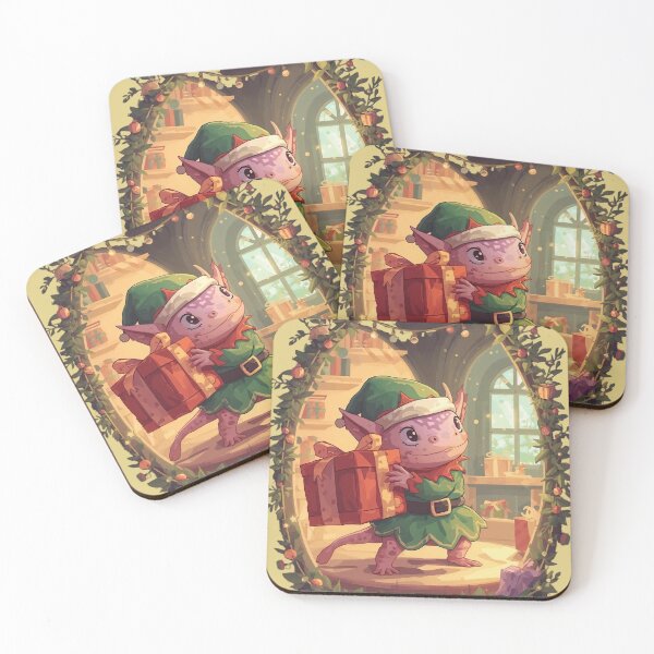 Item preview, Elf Axolotl Helping Santa – Whimsical Christmas Axolotl Holiday Illustration designed and sold by zoocore.