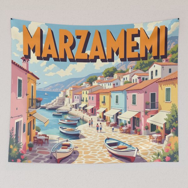 Item preview, Marzamemi, Sicily, Italy: Vintage-Style Painterly Travel Poster designed and sold by LSVart.