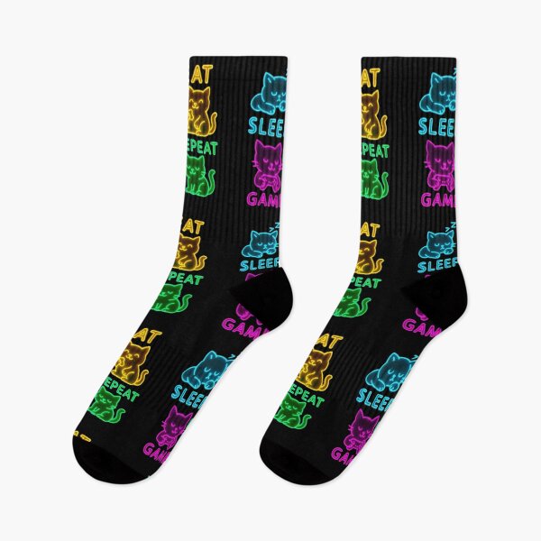 Item preview, Neon Gaming Cat – Eat Sleep Game Repeat Anime Style designed and sold by gear-posters.