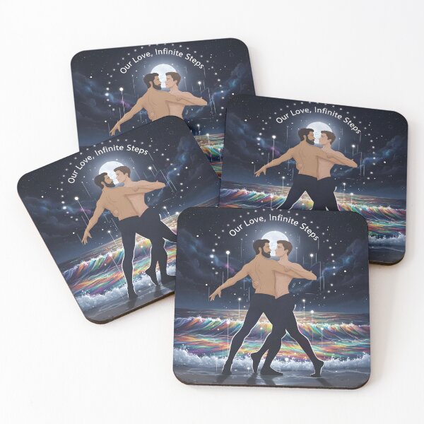 Item preview, Nighttime seaside duet: male silhouettes moving together on the sand. designed and sold by Elando1212.