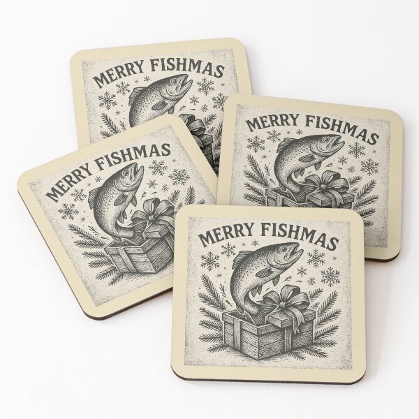 Item preview, Merry Fishmas – Vintage Christmas Fishing Gift Illustration designed and sold by EimSol.