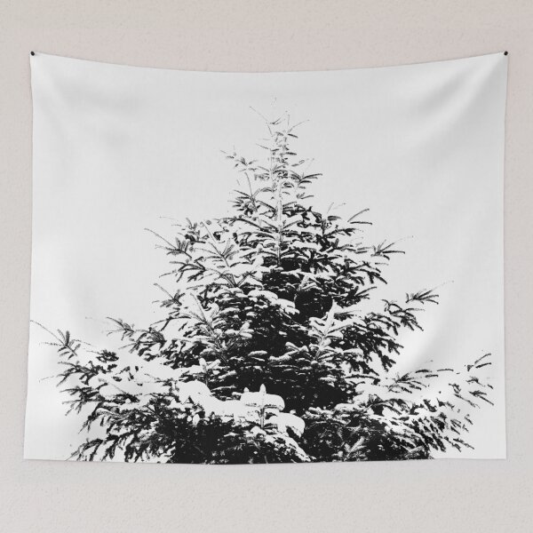 Item preview, Black and white evergreen tree photography in snow designed and sold by by-jwp.