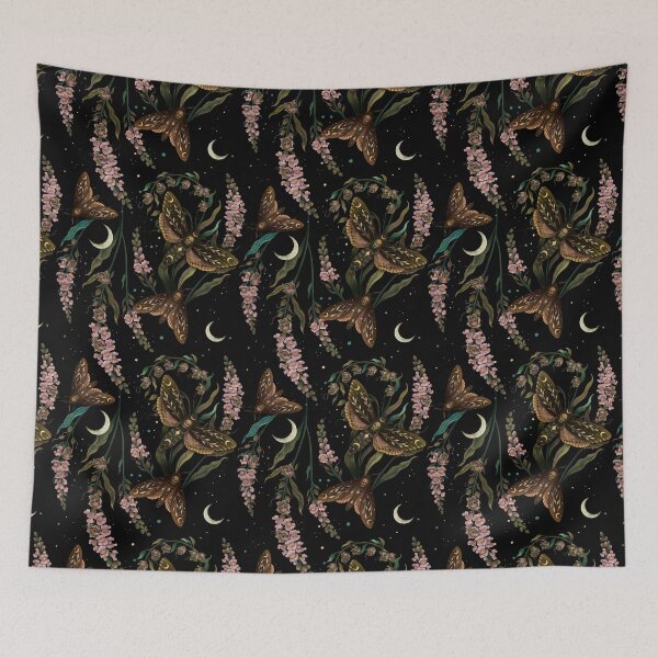 Item preview, Mystical death head moth under crescent moon designed and sold by episodicDrawing.