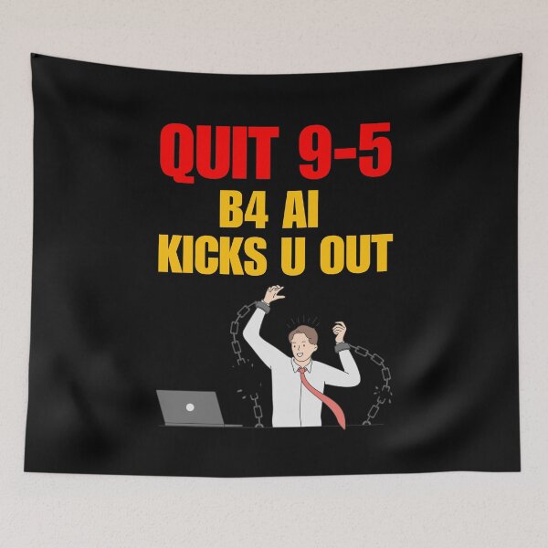 Item preview, QUIT 9-5 Before AI Kicks You Out – Motivational Entrepreneur designed and sold by rebuZZ-Apparels-The Minimalistic Buzz.