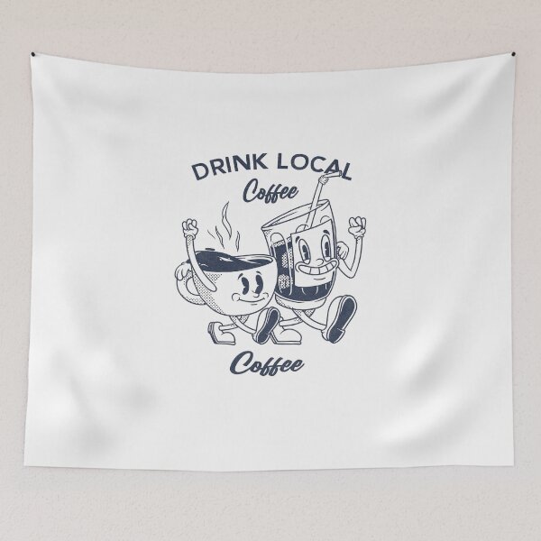 Item preview, Drink Local Coffee – Retro Vintage Coffee Art Print designed and sold by Bluerange27.