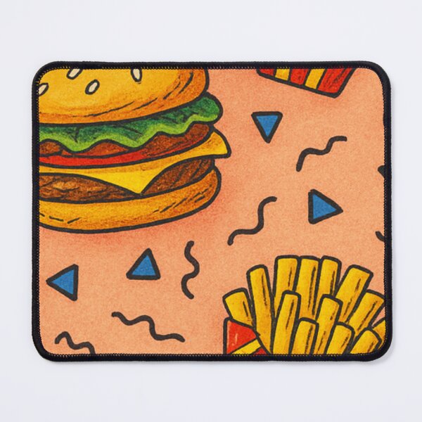 Item preview, Drawn Burgers & Fries – 80s Snack Pattern designed and sold by RICK-TURNER.