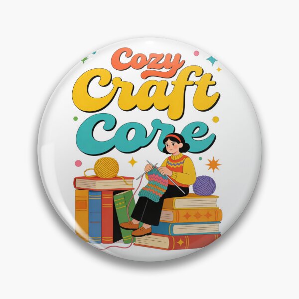 Item preview, Cozy Craft Core Aesthetic Design | Retro Knitting Hobbyist Sitting on Books Stack Illustration designed and sold by Cherrydora.