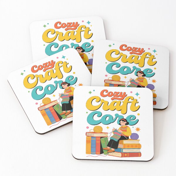 Item preview, Cozy Craft Core Aesthetic Design | Retro Knitting Hobbyist Sitting on Books Stack Illustration designed and sold by Cherrydora.