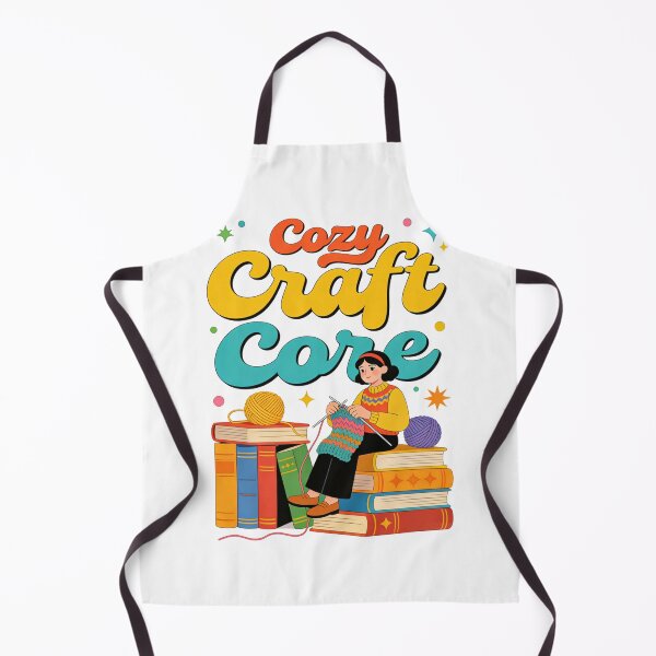 Item preview, Cozy Craft Core Aesthetic Design | Retro Knitting Hobbyist Sitting on Books Stack Illustration designed and sold by Cherrydora.