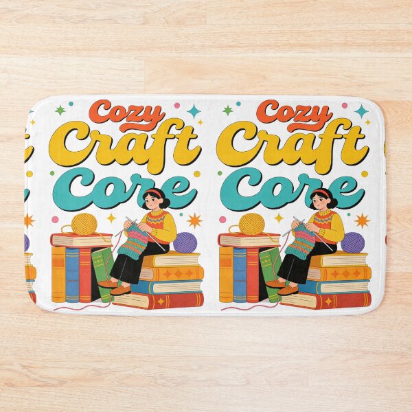Item preview, Cozy Craft Core Aesthetic Design | Retro Knitting Hobbyist Sitting on Books Stack Illustration designed and sold by Cherrydora.