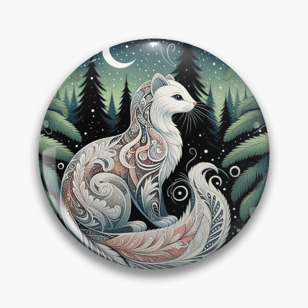 Item preview, Mystical Folk Ermine in Moonlit Forest designed and sold by BigBlueArt.