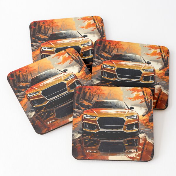 Item preview, Golden forest tunnel framing a bright performance car in motion designed and sold by RevUpDesign.