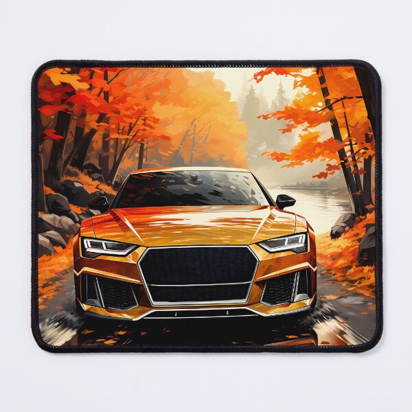 Item preview, Golden forest tunnel framing a bright performance car in motion designed and sold by RevUpDesign.
