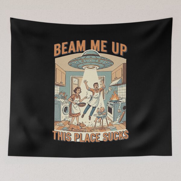 Item preview, Beam Me Up This Place Sucks - Funny Retro Sci-Fi Alien UFO designed and sold by MIMSCorneR.