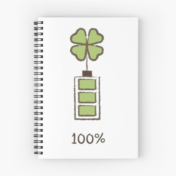 Item preview, 100% Lucky Energy Four-Leaf Clover Battery Doodle Hand Drawn Kawaii Cute Positive Vibes Design designed and sold by HimBoo.