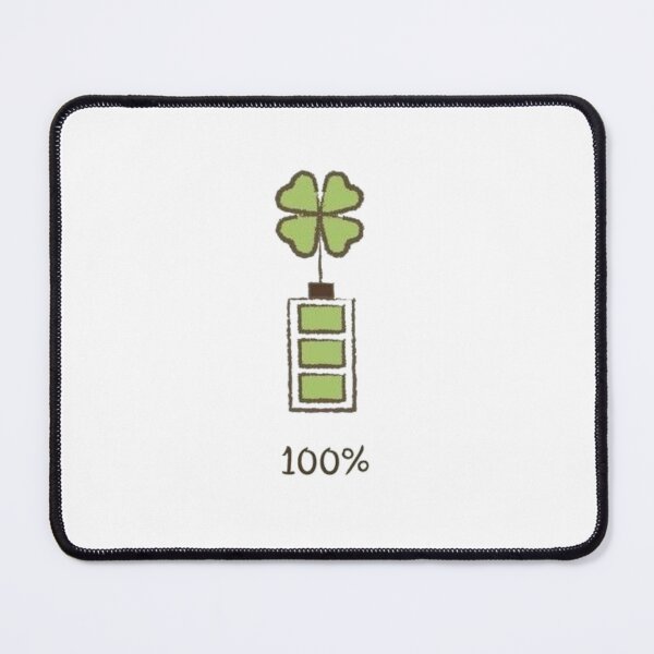Item preview, 100% Lucky Energy Four-Leaf Clover Battery Doodle Hand Drawn Kawaii Cute Positive Vibes Design designed and sold by HimBoo.