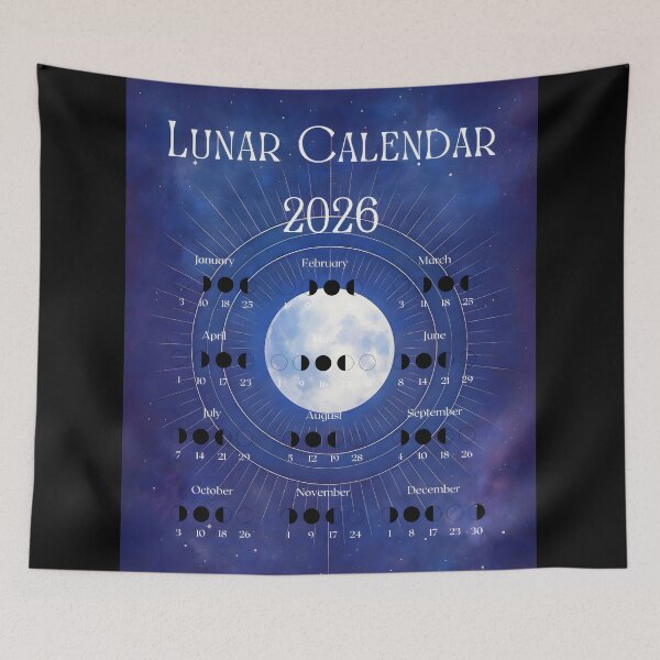 Item preview, 2026 Lunar Calendar – Radiant Full Moon with Golden Halo designed and sold by EmeraldeaDesign.