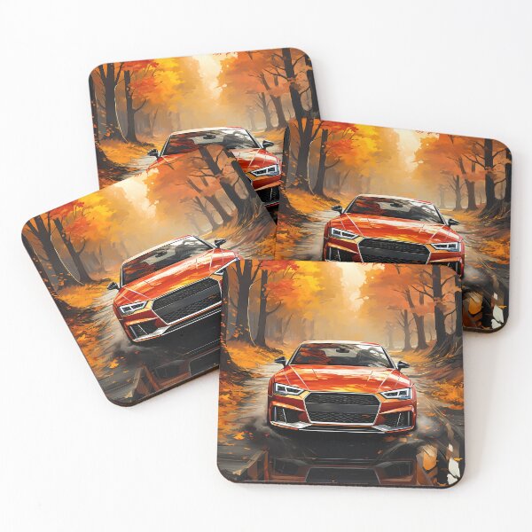 Item preview, Hot hatch racing down a leaf covered forest road designed and sold by RevUpDesign.