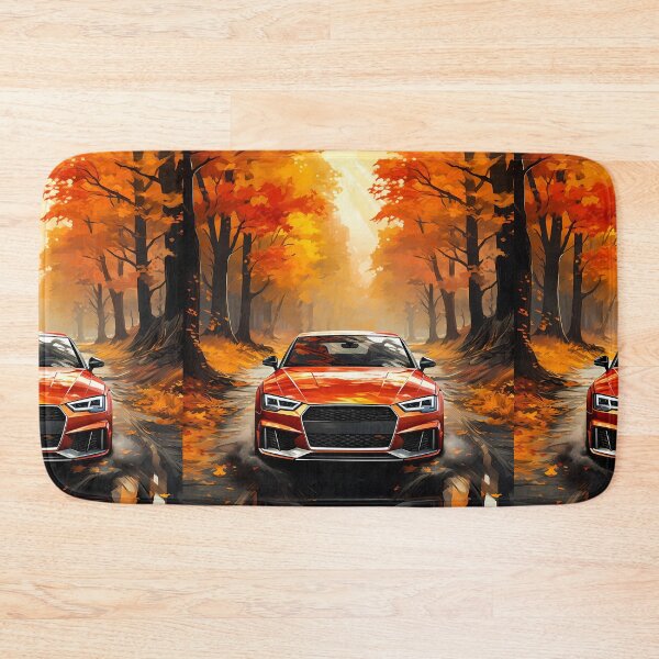Item preview, Hot hatch racing down a leaf covered forest road designed and sold by RevUpDesign.