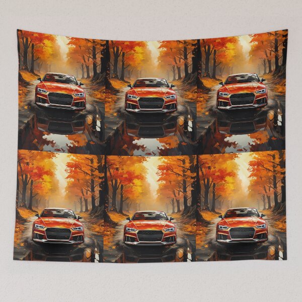 Item preview, Hot hatch racing down a leaf covered forest road designed and sold by RevUpDesign.