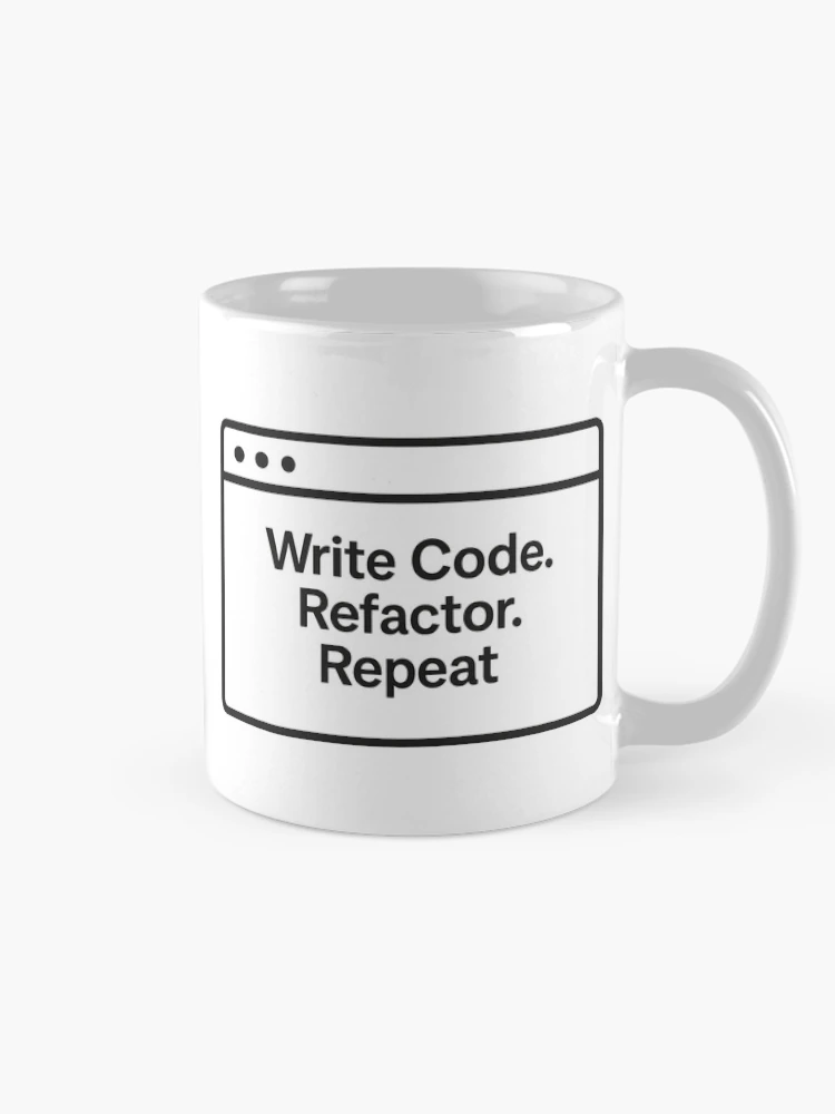 Thumbnail 3 of 6, Coffee Mug, Write Code Refactor Repeat Developer Humor designed and sold by techy-rrr.