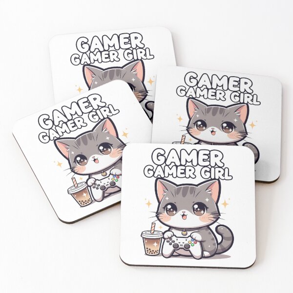 Item preview, Kawaii Gamer Girl With Cat – Cute Gaming Aesthetic designed and sold by GrumpySableye.