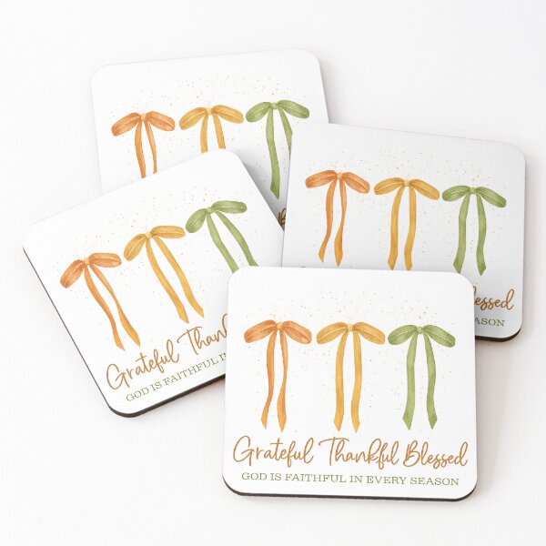 Item preview, Grateful Thankful Blessed Coquette Bows Christian Faith Fall designed and sold by Clinomania Art.
