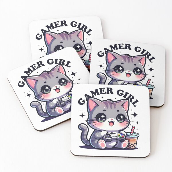 Item preview, Kawaii Bubble Tea Gamer Cat – Gamer Girl Cute designed and sold by GrumpySableye.