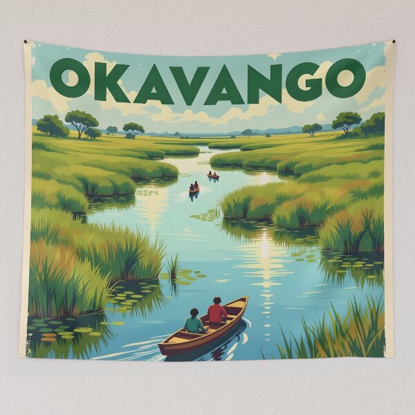 Item preview, Okavango Delta, Botswana: Vintage-Style Painterly Travel Poster designed and sold by LSVart.