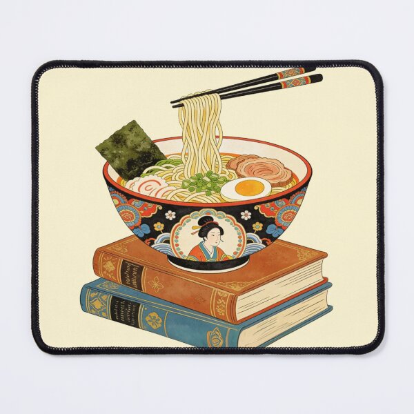 Item preview, Vintage Ukiyo-e Ramen Bowl on Stacked Books | Traditional Japanese Art Aesthetic designed and sold by Cherrydora.