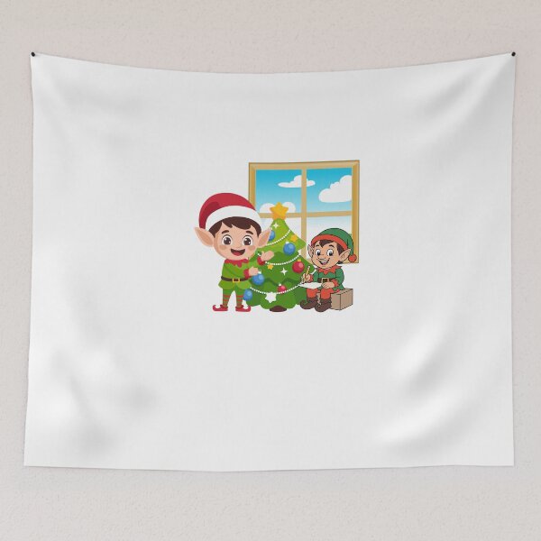 Item preview, Cute Elves Decorating the Christmas Tree designed and sold by ankeyhooba.