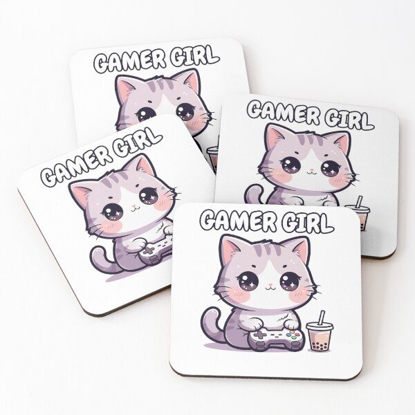 Item preview, Cute Cat Gamer Girl – Chibi Kitten With Game Controller designed and sold by GrumpySableye.