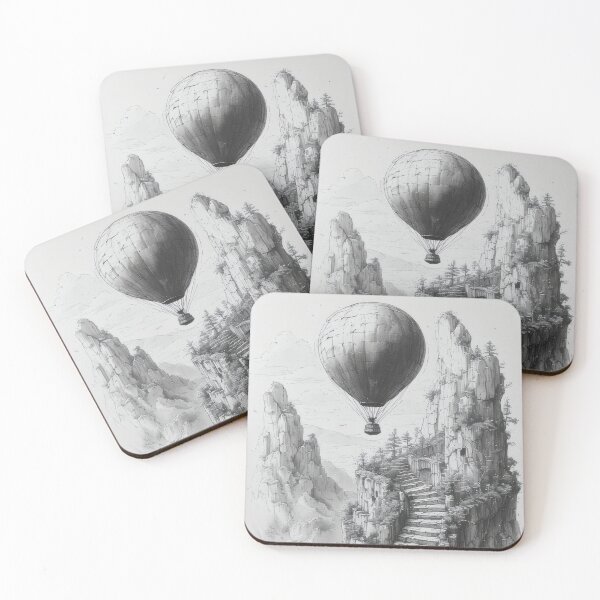 Item preview, Balloon overcomes mountain peak with stairs designed and sold by Mianku | Für das Leben.