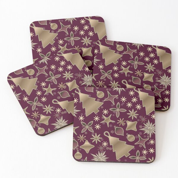 Item preview, Luxurious Burgundy & Gold Christmas Tree & Starburst Pattern designed and sold by HopeAndHustle.