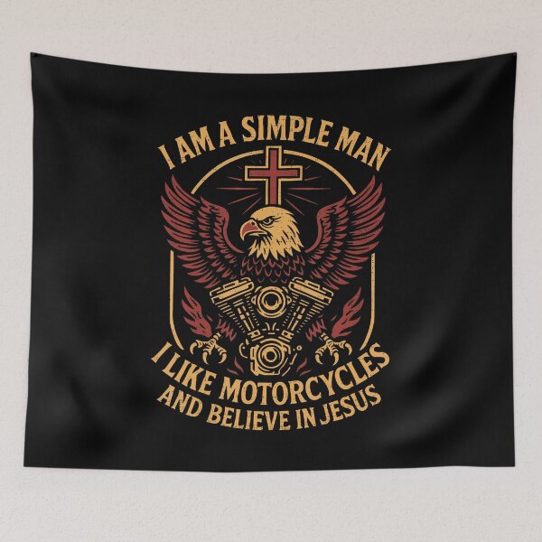 Item preview, I'M A Simple Man I Like Motorcycles And Believe In Jesus designed and sold by KelseyYasuko.