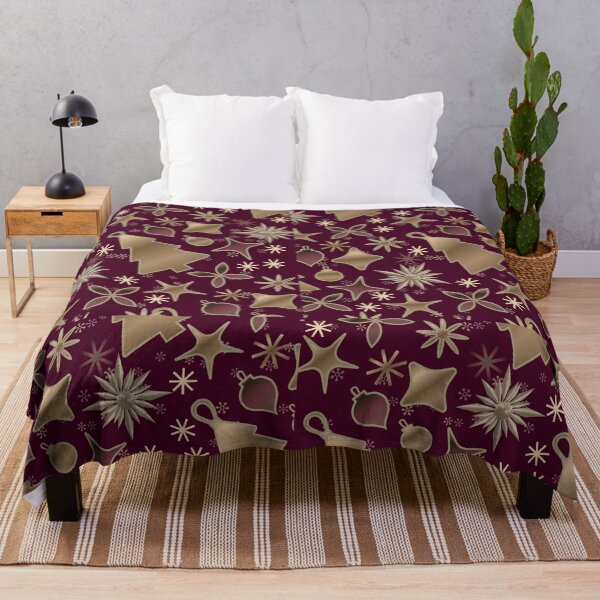 Item preview, Luxurious Burgundy & Gold Christmas Tree & Starburst Pattern designed and sold by HopeAndHustle.