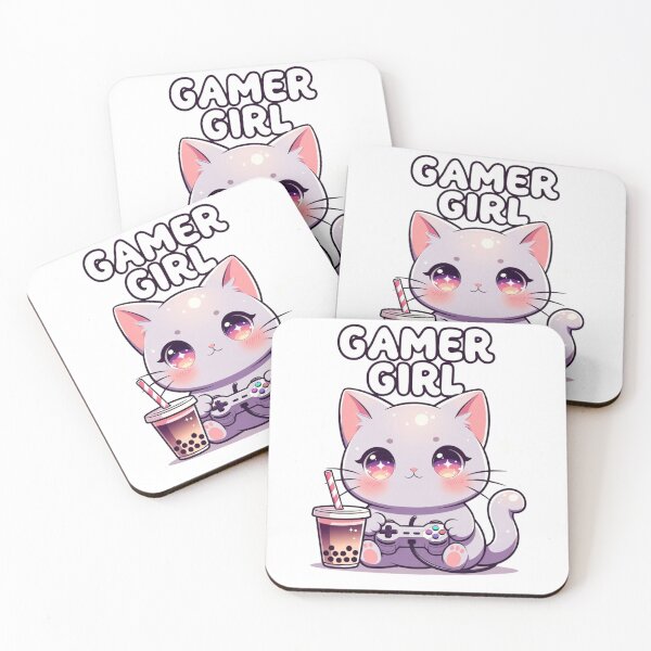 Item preview, Adorable Gamer Girl Cat – Pastel Kawaii Gaming designed and sold by GrumpySableye.