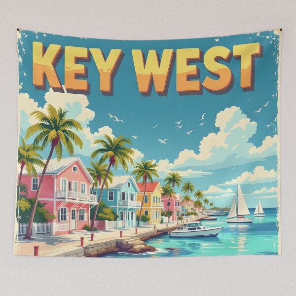Item preview, Key West, Florida, USA: Vintage-Style Painterly Travel Poster designed and sold by LSVart.
