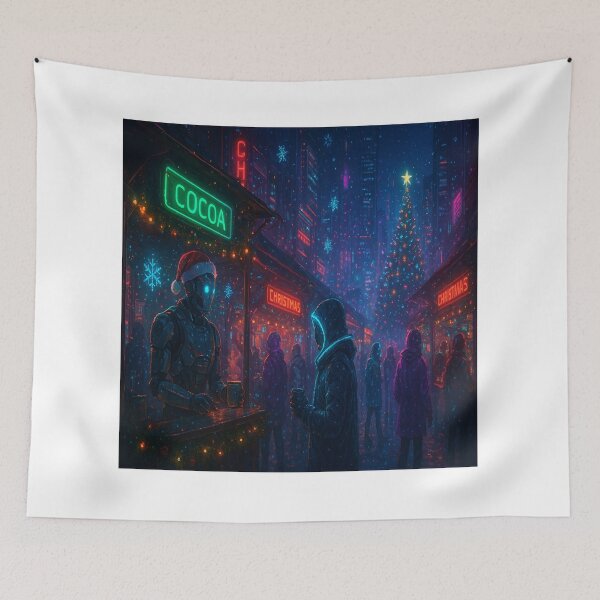 Item preview, Cyberpunk Christmas Eve – Square Edition designed and sold by Artflare Studio.