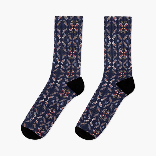 Item preview, THE WOLF-CRACKER navy blue symmetry, A CHRISTMAS STORY with Little Red Riding Hood and Grandma, light blue designed and sold by WONDERPRINTVALLEY.