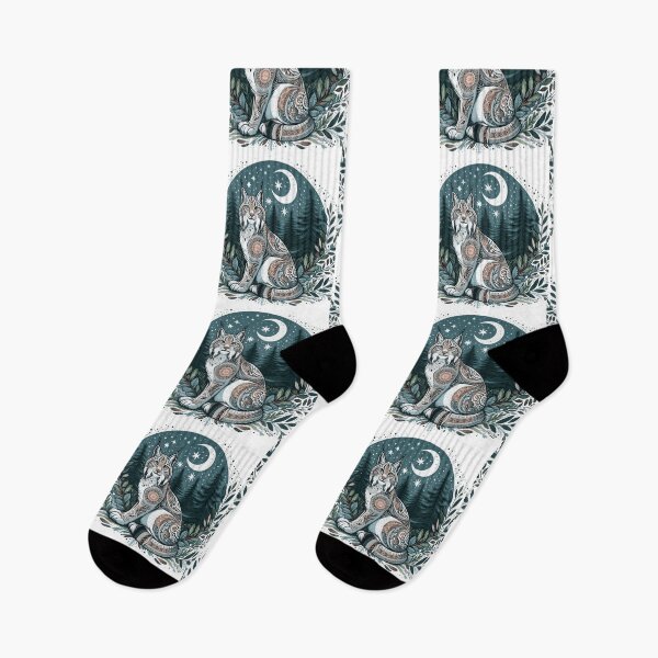 Item preview, Celestial Woodland Lynx in Moonlit Forest designed and sold by BigBlueArt.