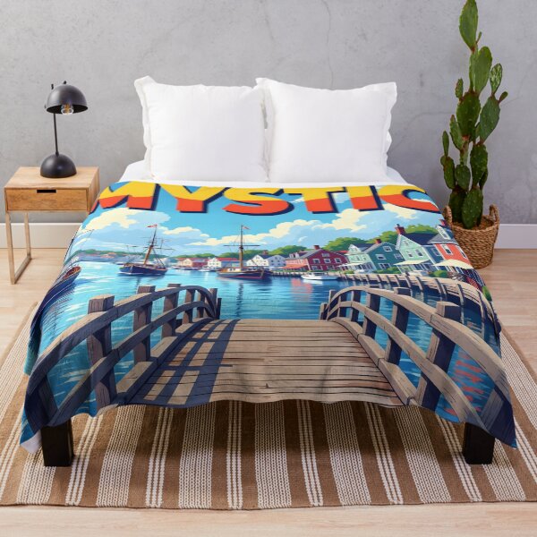 Item preview, Mystic, Connecticut, USA: Vintage-Style Painterly Travel Poster designed and sold by LSVart.