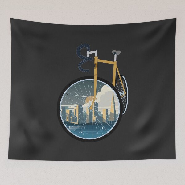 Item preview, San Francisco Cycling Art: Yellow Road Bike City View designed and sold by SKETCHYANDGRAPHIC.