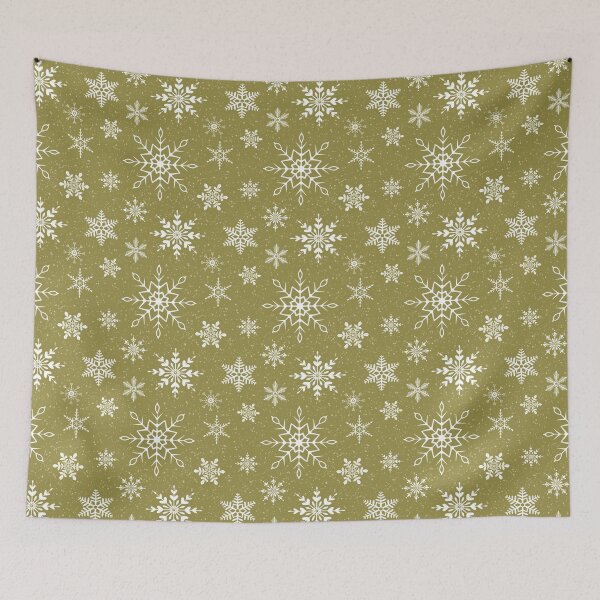 Item preview, White Snowflakes Pattern snowy gold background designed and sold by AriLady.