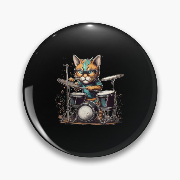 Item preview, Punk Rockstar Kitten Kitty Cat Drummer Playing Drums designed and sold by DianaEsther1.
