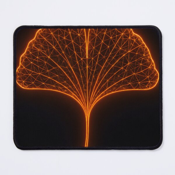 Item preview, Ginkgo Leaf Neon Line Art Poster – Tangerine Dream, Dense Lattice designed and sold by Artsy-With.